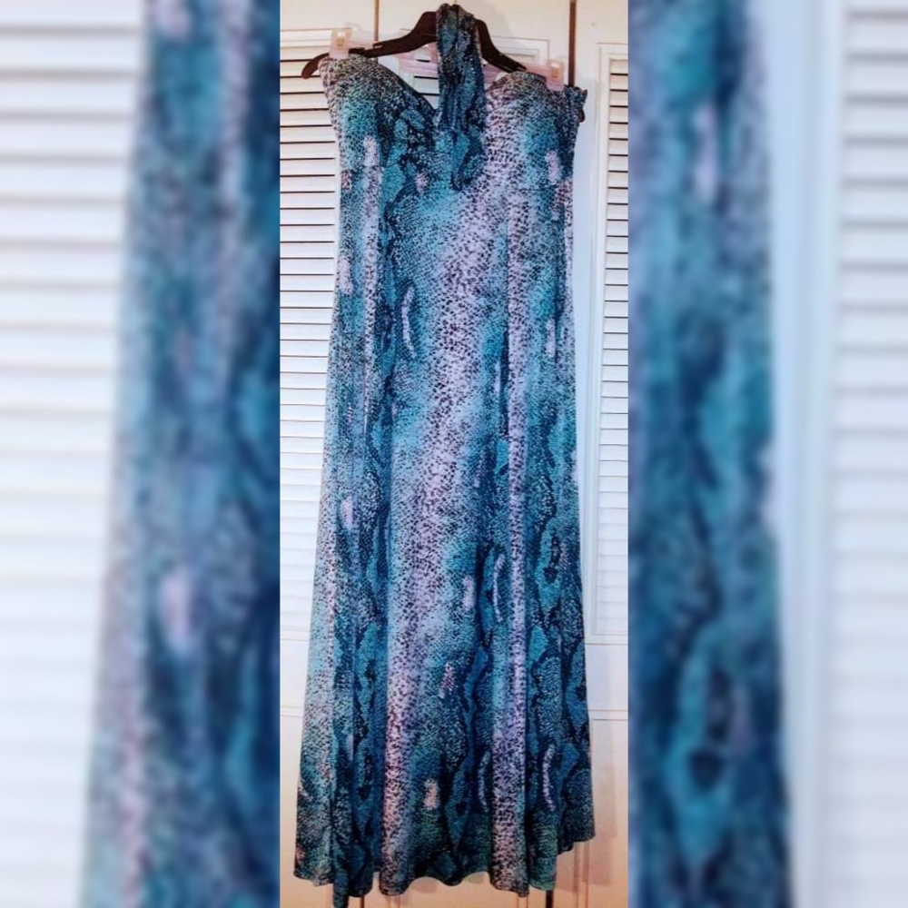 Turquoise Print Maxi Dress